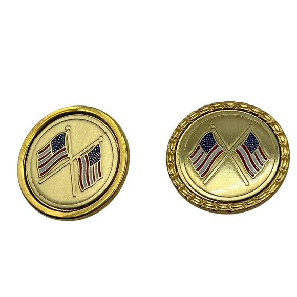 Vintage Gold-Tone American Flag Lapel Pins Set Of 2 A81 - Picture 4 of 6